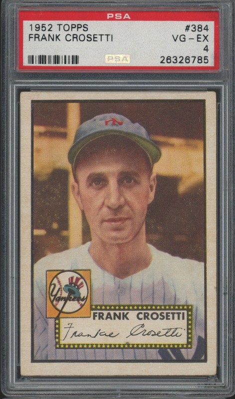 1952 Topps Baseball #384 Frank Crosetti High Number VG-EX PSA 4