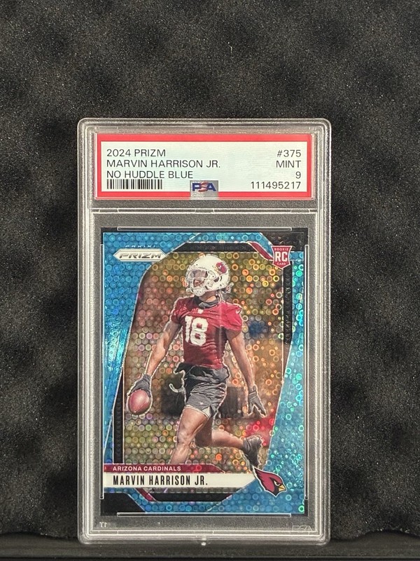 PSA 9 2024 Panini Prizm Rookies Marvin Harrison Jr. #375 Blue No Huddle /99 SP