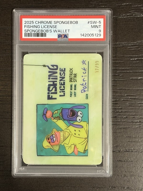 Spongebob Topps Chrome Patrick Fishing License PSA 9 SW-5