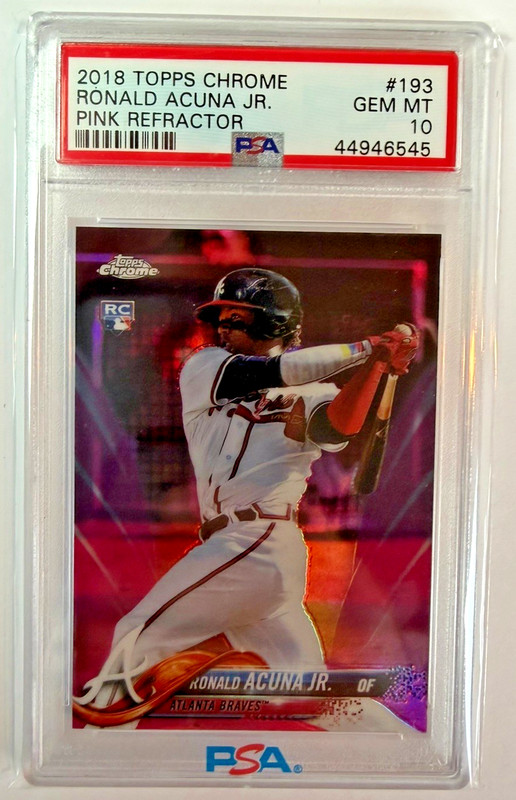 2018 TOPPS CHROME PINK REFRACTOR #193 RONALD ACUNA JR. ROOKIE RC PSA 10