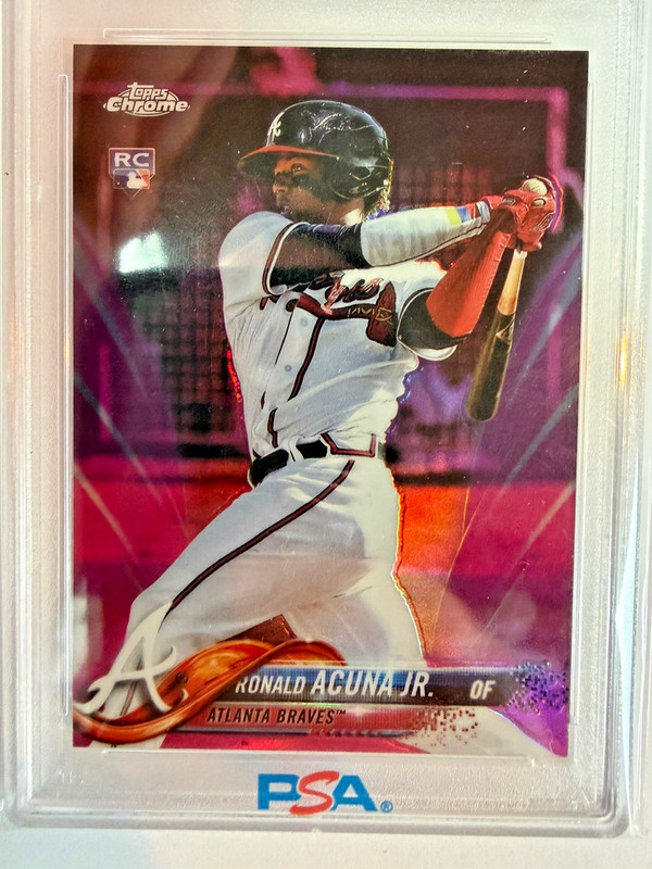 2018 TOPPS CHROME PINK REFRACTOR #193 RONALD ACUNA JR. ROOKIE RC PSA 10 view 2