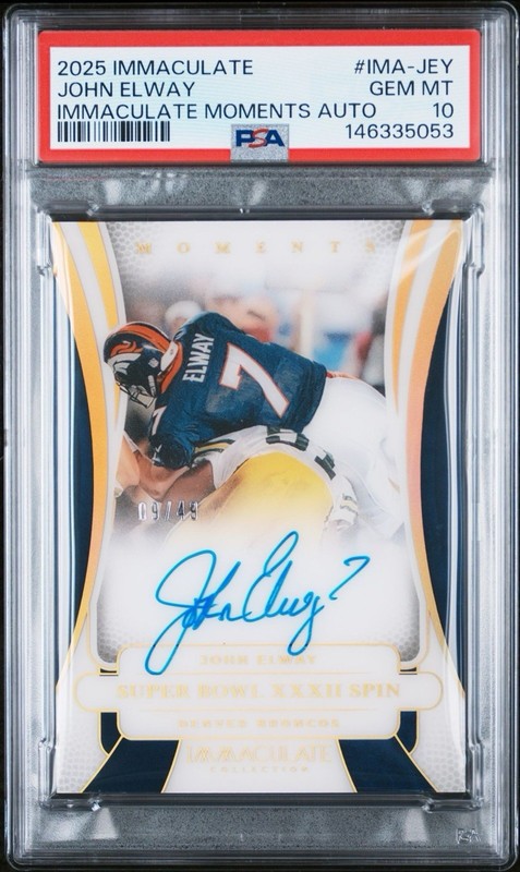 2025 PANINI IMMACULATE COLLIMMACULATE MOMENTS AUTO JOHNELWAY 09/49 PSA 10