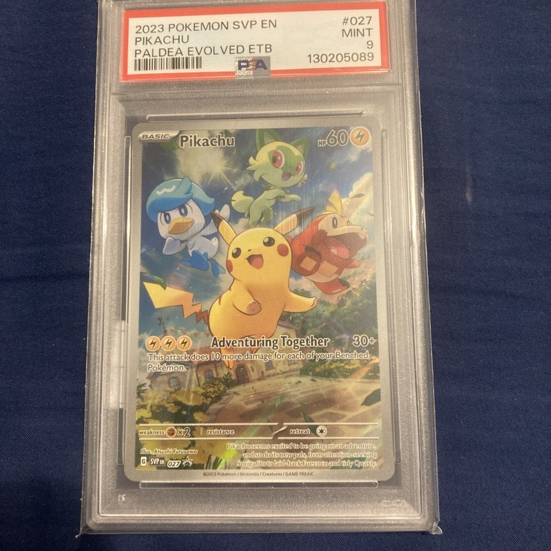 Pikachu 2023 Pokemon SVP Paldea Evolved ETB Black Star PROMO #027 PSA 9 MINT