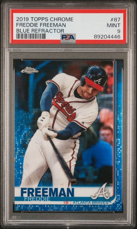 2019 Topps Chrome #87 Freddie Freeman Blue Refractor /150 PSA 9