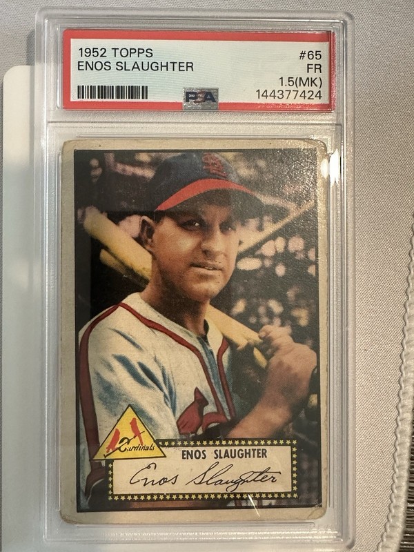 1952 Topps - Enos Slaughter #65 Black and Red Back PSA 1.5 HOF Cardinals
