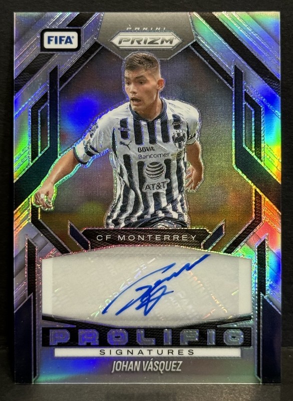 2025-26 Panini Prizm FIFA Monterrey Johan Vasquez Prolific Auto Silver Prizm /49