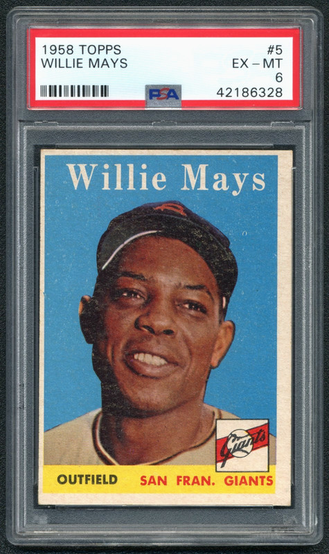 Willie Mays 1958 Topps PSA 6 Baseball Card Vintage Graded Giants MLB HOF #5
