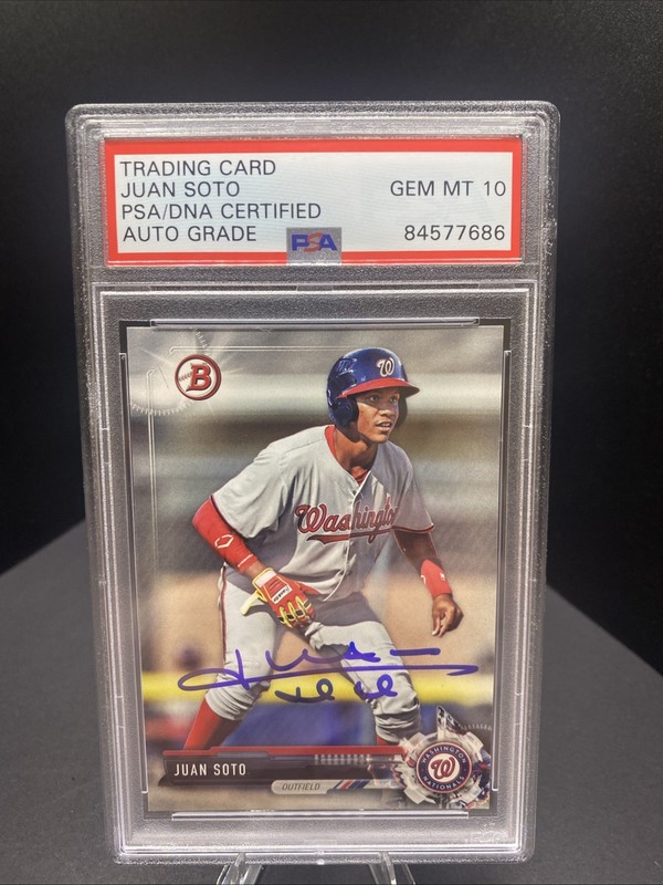 Juan Soto Rookie Card AUTO Nationals Topps Bowman 2017 Auto PSA 10