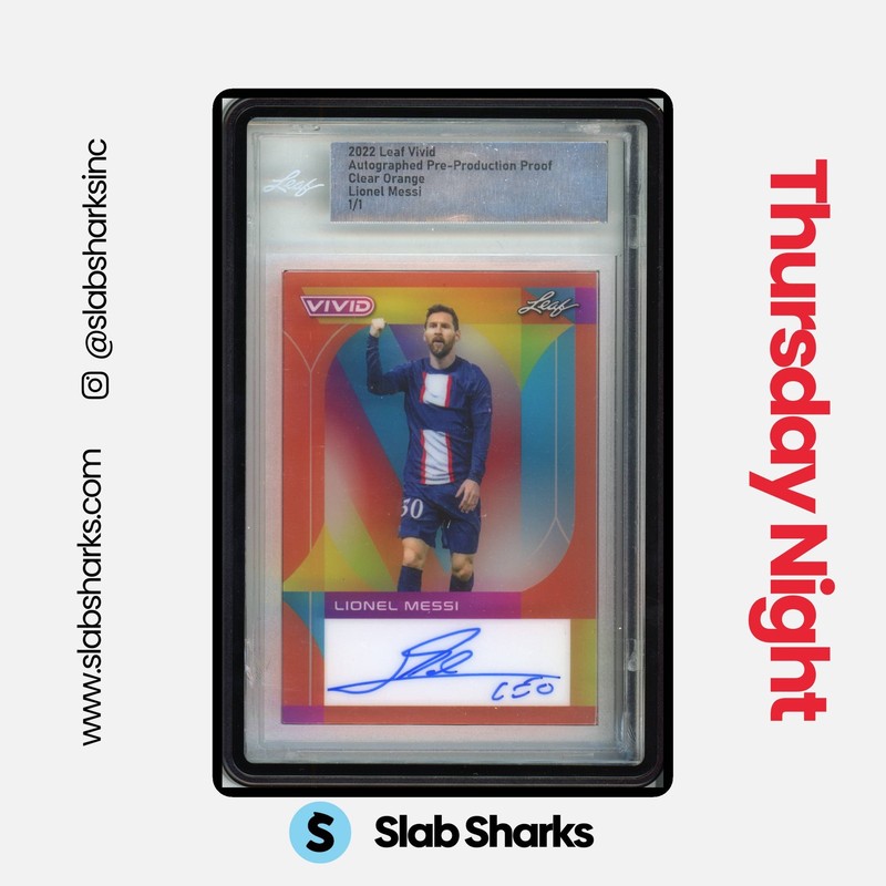 2022 LEAF VIVID LIONEL MESSI CLEAR ORANGE PRE-PRODUCTION PROOF AUTO 1/1