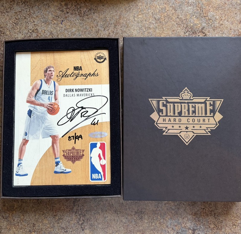 DIRK NOWITZKI 2016-17 Upper Deck Supreme Hard Court GAME USED FLOOR Auto #/99