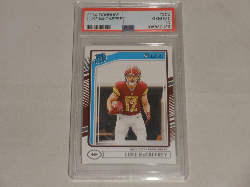 2024 Donruss Rated Rookie #302 Luke McCaffrey RC PSA 10 GEM MINT - CRACKED CASE