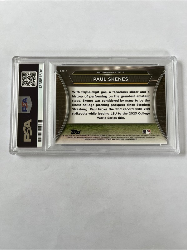 2023 Bowman Draft - Bowman Draft Night Paul Skenes #BDN-7 (RC) PSA 10 view 2