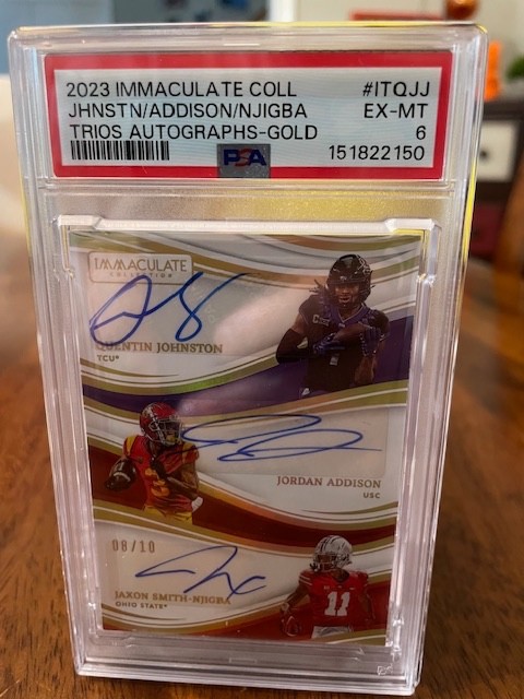 2023 Immaculate College- Njigba/Addison/Q. Johnson #IT-Qjj GOLD/10 TRIOS AUTOS!