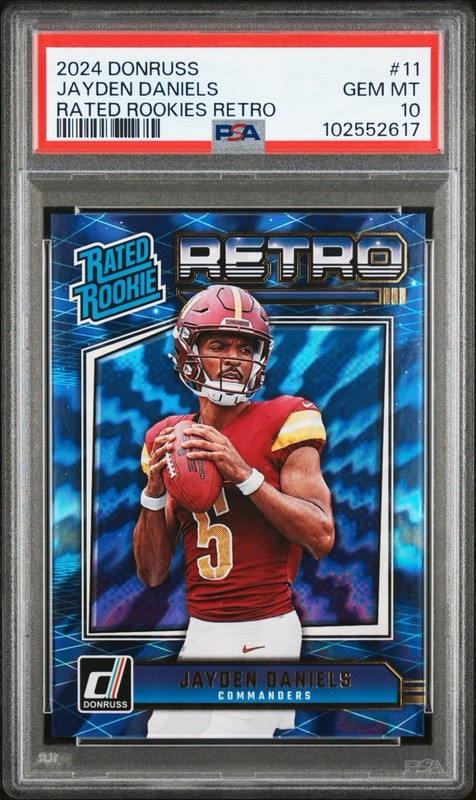 Panini 2024 Donruss Jayden Daniels Rated Rookie Retro #11 PSA 10 Commanders