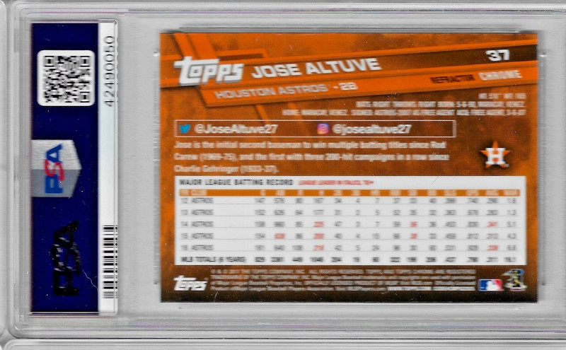 2017 Topps Chrome Jose Altuve PSA 10 view 2