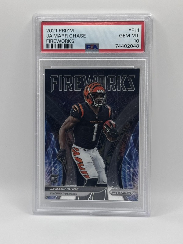 2021 Panini Prizm #F11 Fireworks JAMARR CHASE RC Bengals Rookie PSA 10 Gem Mint 