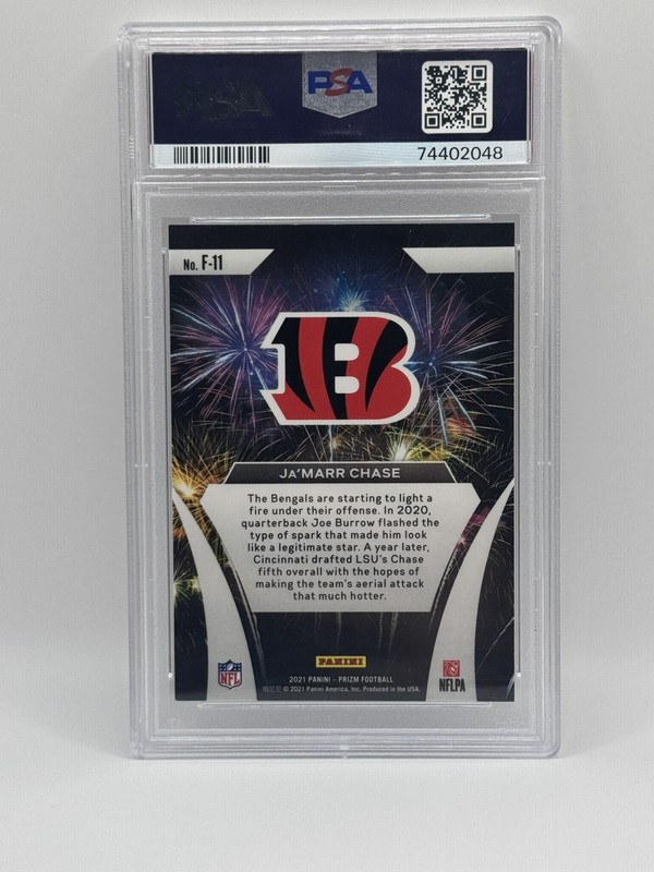2021 Panini Prizm #F11 Fireworks JAMARR CHASE RC Bengals Rookie PSA 10 Gem Mint  view 2