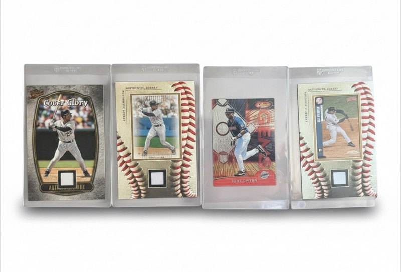 Tony Gwynn Bernie Williams Chipper Jones Game Used Jersey Relic Card Lot HOF