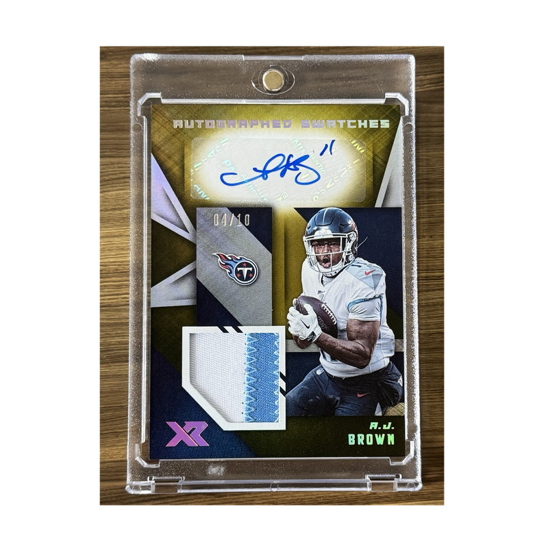 Panini 2020 XR A.J. Brown Titans Auto Patch Autographed Swatches Gold #AS-AJ /10