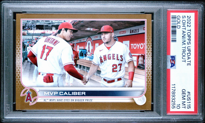 2022 Topps Ohtani / Trout #US115 (GOLD) PSA 10 GEM MINT (RARE: POP 23)     /2022