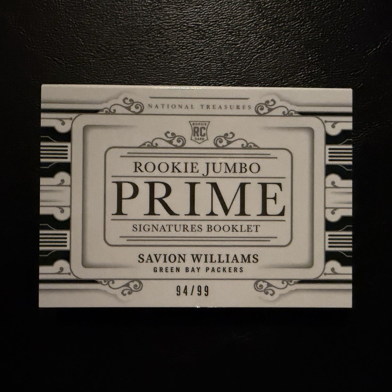 Panini National Treasures 2025 Savion Williams Packers Prime Booklet Auto /99