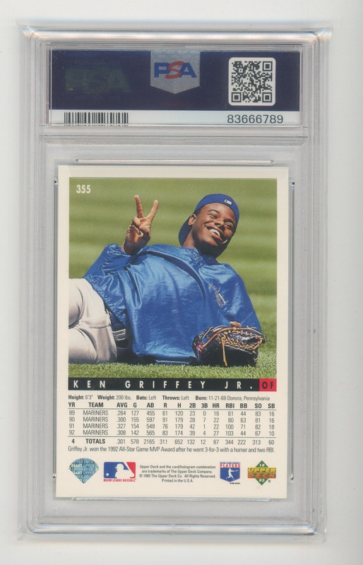 1993 Upper Deck #355 Ken Griffey Jr PSA 10 view 2