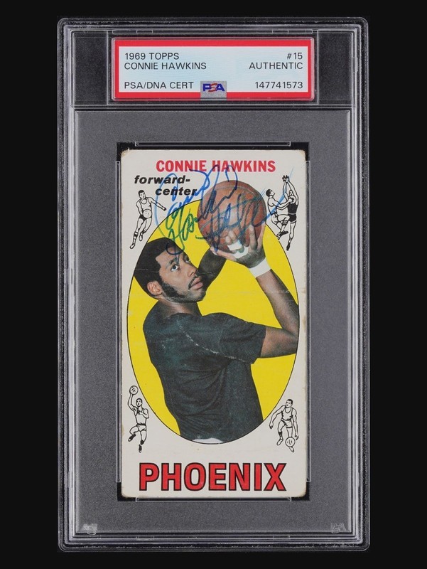 Connie Hawkins Signed 1969-70 Topps  #15 (RC) PSA.  Vintage Signature !