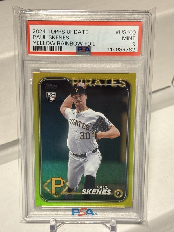 2024 Topps Update PAUL SKENES #US100 Yellow Rainbow Foil (RC) Pirates PSA 9