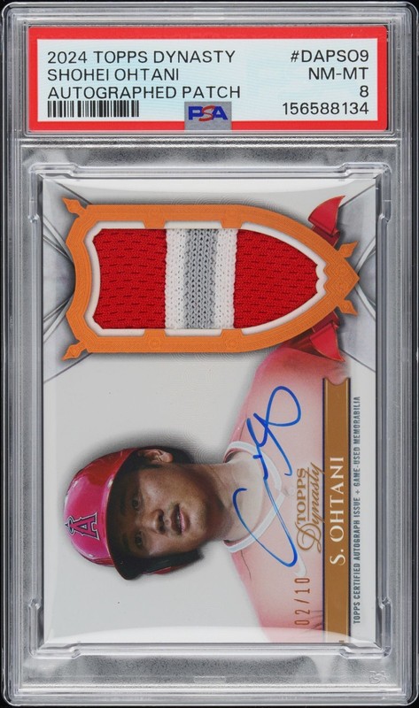 2024 TOPPS DYNASTY BASEBALL SHOHEI OHTANI DAP-SO9 GAME WORN PATCH AUTO /10 PSA 8