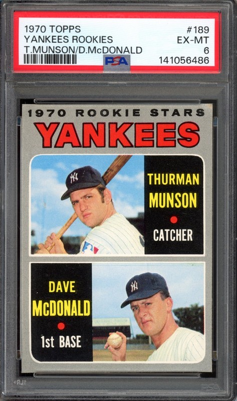 1970 Topps #189 Thurman Munson Rookie PSA 6 Vintage RC Baseball Card (6486)