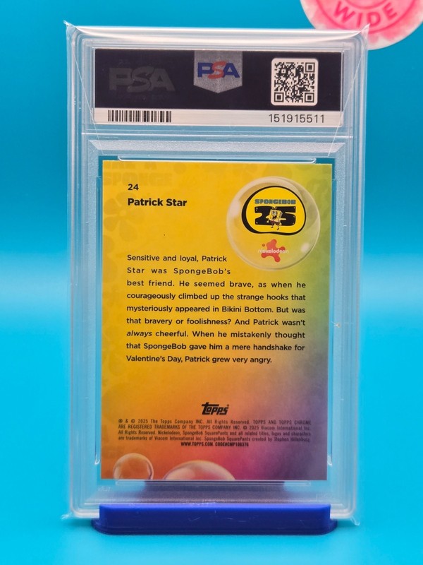 PSA 10 - 2025 TOPPS CHROME SPONGEBOB 25TH ANNIVERSARY 24 PATRICK STAR view 2