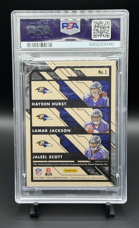 2018 Panini Gold Standard Hurst/Jackson/Scott Game Worn Patch Only PSA10 192/199 view 2