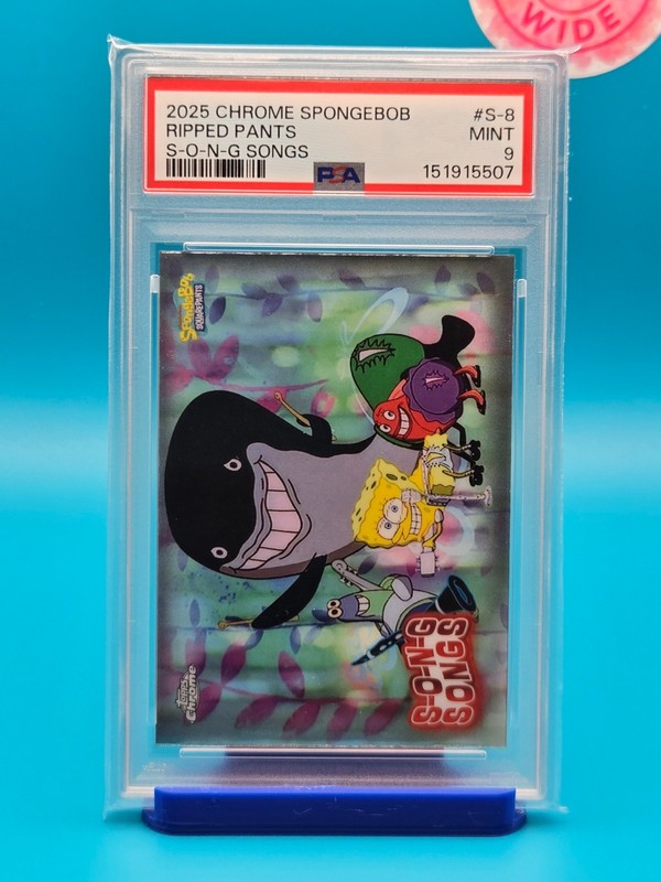 PSA 9 - 2025 TOPPS CHROME SPONGEBOB 25TH ANNI. S-O-N-G SONGS S-8 RIPPED PANTS