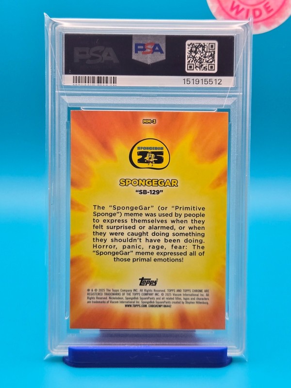 PSA 8 - 2025 TOPPS CHROME SPONGEBOB 25TH ANNI. MASTERFUL MEMES MM-3 SPONGEGAR view 2