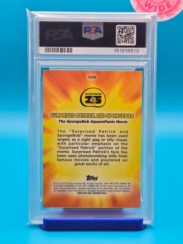 PSA 9 - 2025 TOPPS CHROME SPONGEBOB 25TH ANN. MM-7 SURPRISED PATRICK AND SPONGE. view 2