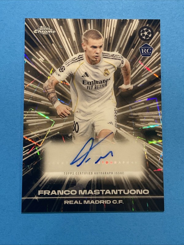 2025-26 Topps Chrome UEFA Franco Mastantuono Black Lazer Rookie Auto #BLA-FM