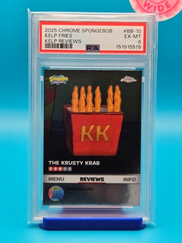 PSA 6 - 2025 TOPPS CHROME SPONGEBOB 25TH ANNI. KELP REVIEWS BB-10 KELP FRIES