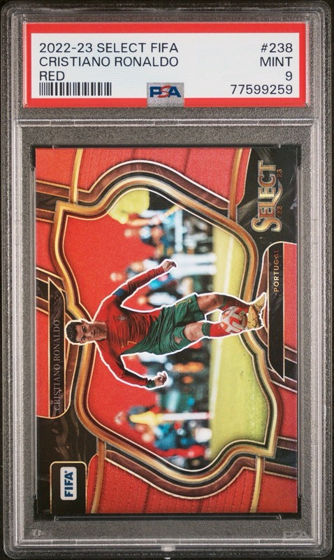 PSA 9: 2022-23 Panini Select FIFA #238 Field Level Red Prizm - Cristiano Ronaldo