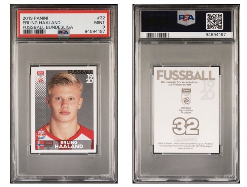 2019 PANINI FUSSBALL BUNDESLIGA #32 ERLING HAALAND ROOKIE RC STICKER PSA 9 MINT