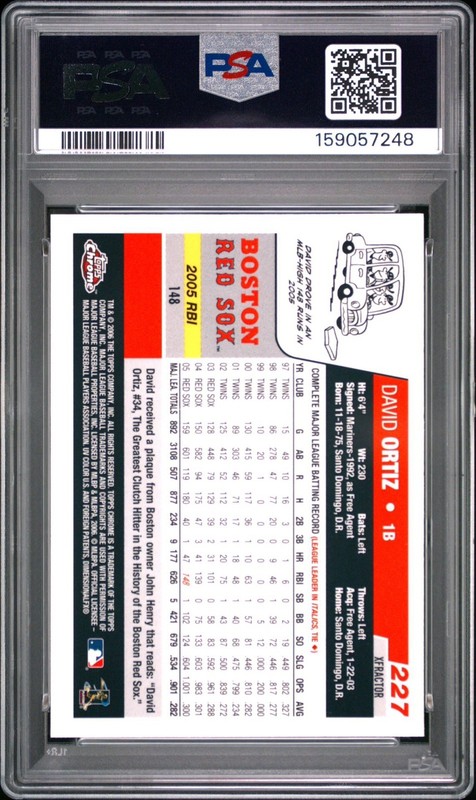 2006 Topps Chrome David Ortiz #227 Xfractor PSA 9 view 2