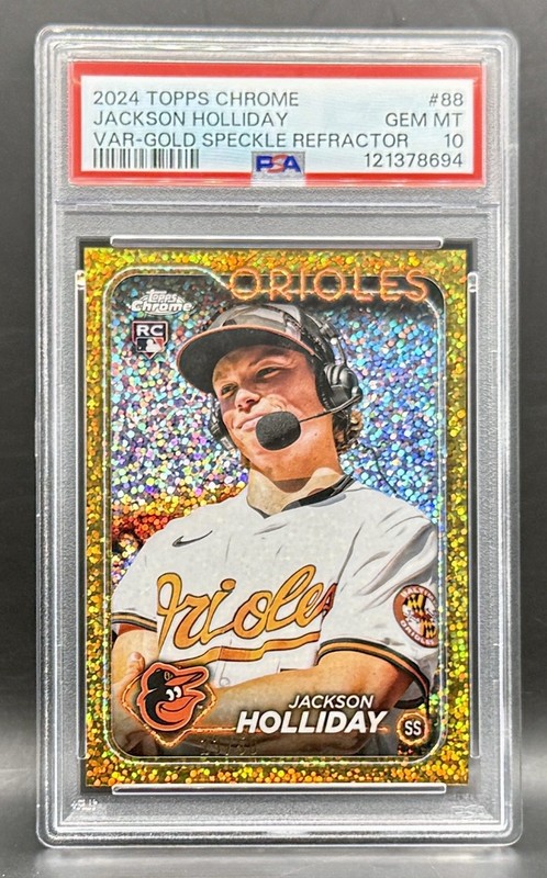 2024 Topps Chrome Jackson Holliday SP RC Gold Speckle Refractor #/50 PSA 10