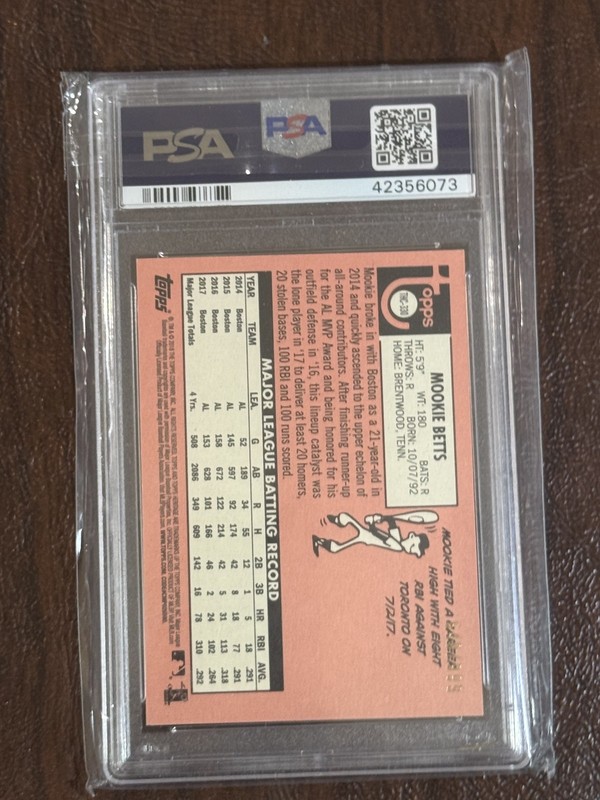 2018 Topps Heritage #330 Mookie Betts Chrome PSA 10 view 2