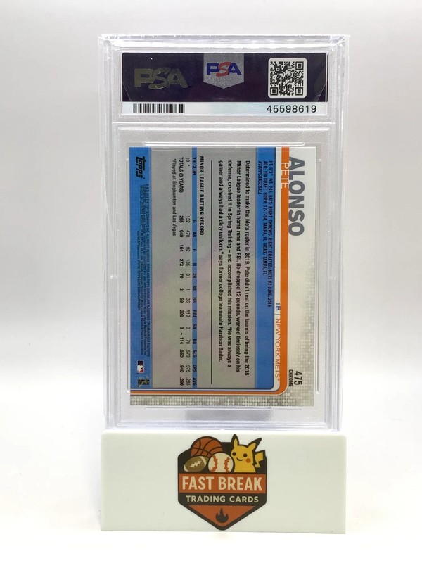 2019 Topps Chrome Sapphire Edition Pete Alonso #475 PSA 10 view 2