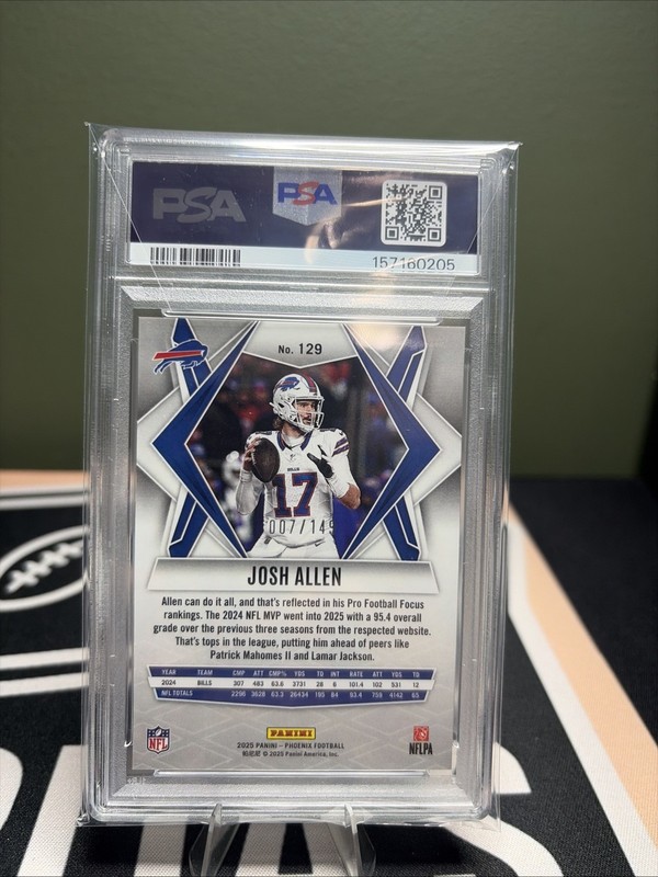2025 Panini Phoenix - Josh Allen #129 Pink Lazer 007/149 PSA Gem 💎 10! Pop 1 view 2