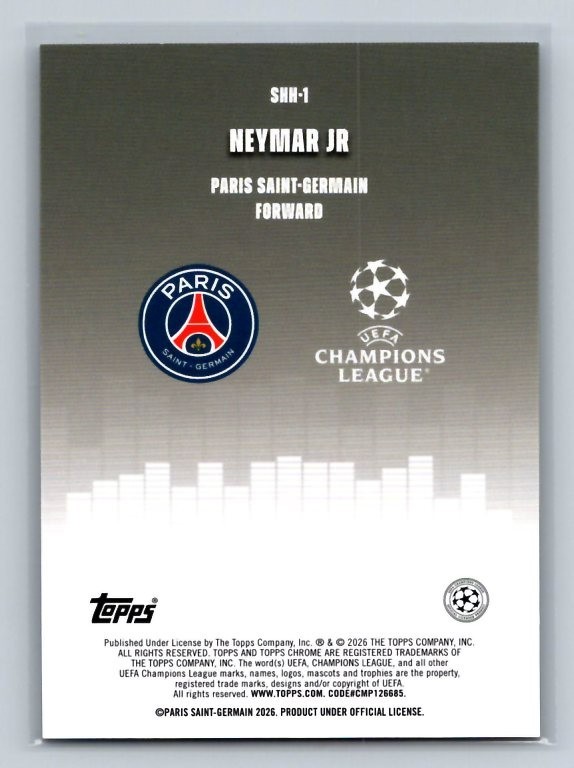 2025-26 Topps Chrome UEFA Neymar Jr #SHH-1 Silenced Paris Saint-Germain view 2
