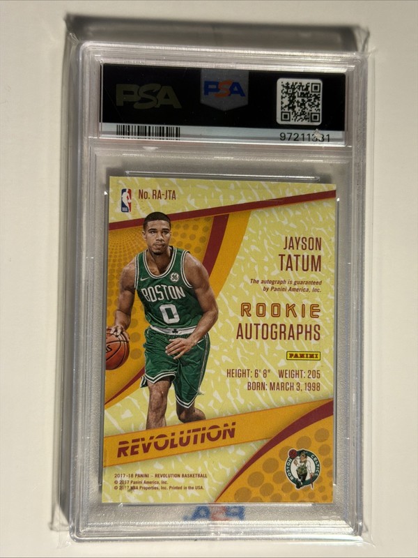 2017-18 Panini Revolution - Rookie Autographs Jayson Tatum #RA-JTA PSA 9 view 2