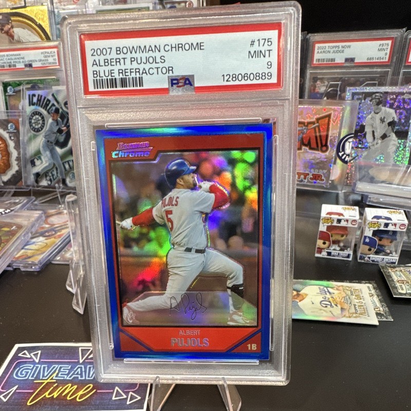 Bowman Chrome 2007 Albert Pujols #175 Blue Refractor /150 PSA 9 Cardinals MLB