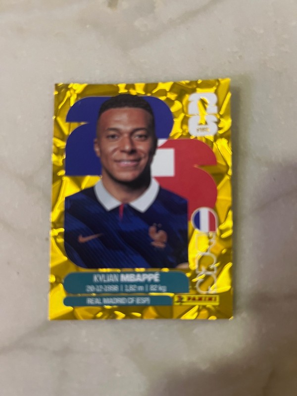 Kylian Mbappe Panini FIFA World Cup 2026 Gold Crumple Sticker Exclusive