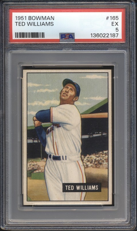 1951 Bowman Baseball Ted Williams #165 PSA 5 BOSTON RED SOX HOF (VERY STRONG)