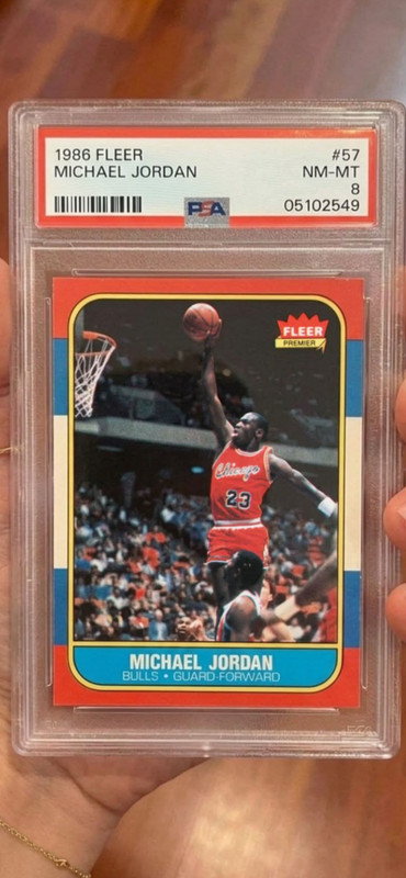 1986 FLEER #57 MICHAEL JORDAN ROOKIE RC PSA 8